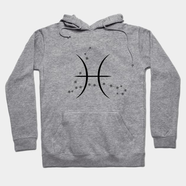 Pisces - Zodiac Sign Symbol and Constellation Hoodie by Red Fody